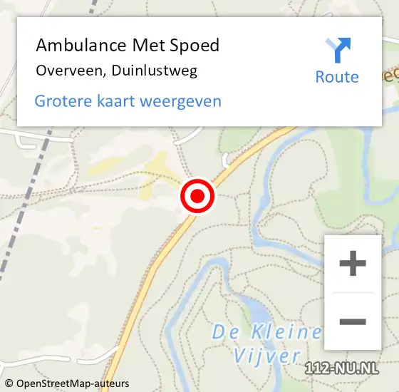 Locatie op kaart van de 112 melding: Ambulance Met Spoed Naar Overveen, Duinlustweg op 12 december 2023 17:57