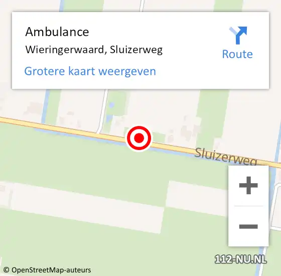 Locatie op kaart van de 112 melding: Ambulance Wieringerwaard, Sluizerweg op 12 december 2023 18:22