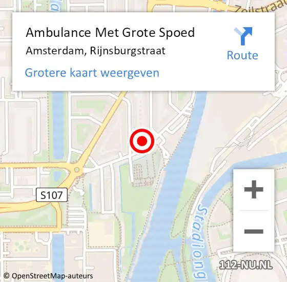 Locatie op kaart van de 112 melding: Ambulance Met Grote Spoed Naar Amsterdam, Rijnsburgstraat op 12 december 2023 18:31