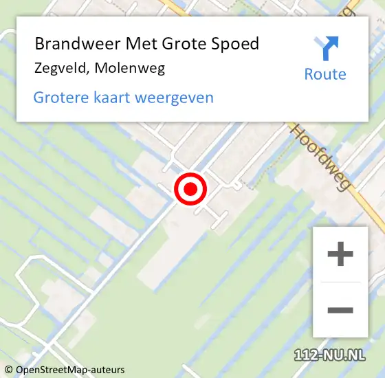 Locatie op kaart van de 112 melding: Brandweer Met Grote Spoed Naar Zegveld, Molenweg op 12 december 2023 18:34