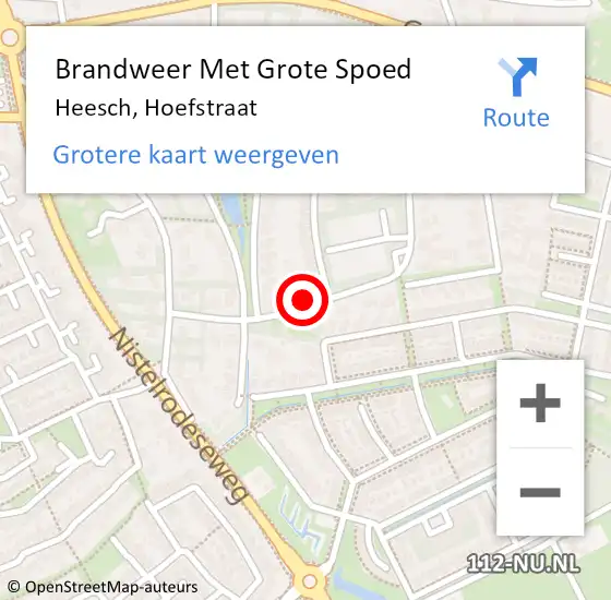 Locatie op kaart van de 112 melding: Brandweer Met Grote Spoed Naar Heesch, Hoefstraat op 12 december 2023 18:40