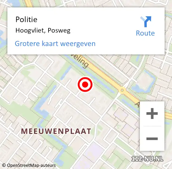 Locatie op kaart van de 112 melding: Politie Hoogvliet, Posweg op 12 december 2023 19:05