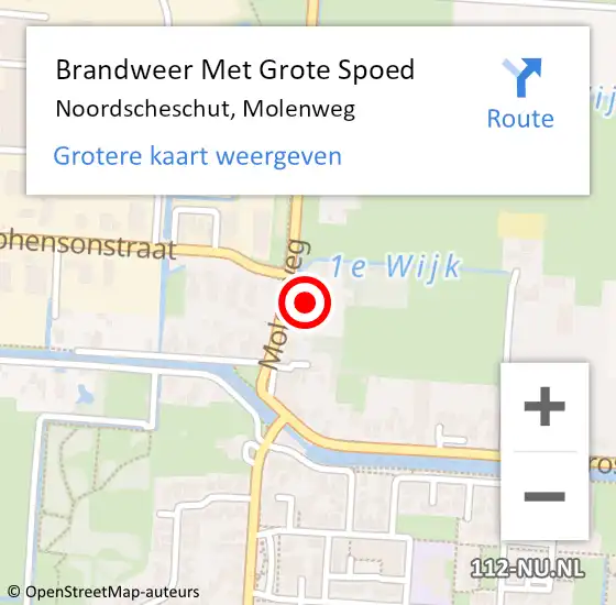 Locatie op kaart van de 112 melding: Brandweer Met Grote Spoed Naar Noordscheschut, Molenweg op 12 december 2023 19:11