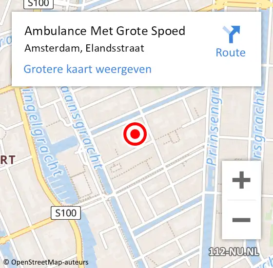 Locatie op kaart van de 112 melding: Ambulance Met Grote Spoed Naar Amsterdam, Elandsstraat op 12 december 2023 19:26