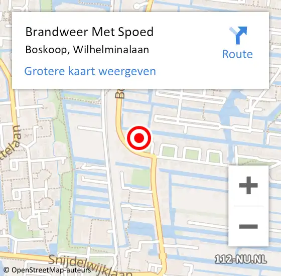 Locatie op kaart van de 112 melding: Brandweer Met Spoed Naar Boskoop, Wilhelminalaan op 12 december 2023 19:37