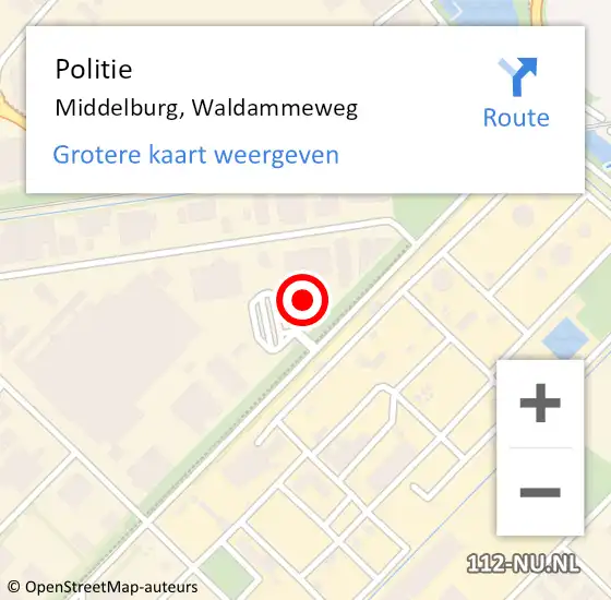 Locatie op kaart van de 112 melding: Politie Middelburg, Waldammeweg op 12 december 2023 19:43