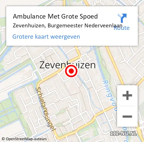 Locatie op kaart van de 112 melding: Ambulance Met Grote Spoed Naar Zevenhuizen, Burgemeester Nederveenlaan op 12 december 2023 19:55