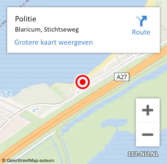 Locatie op kaart van de 112 melding: Politie Blaricum, Stichtseweg op 12 december 2023 20:25