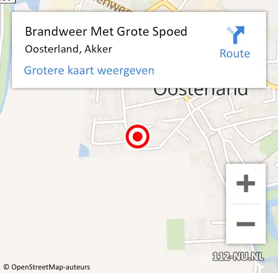 Locatie op kaart van de 112 melding: Brandweer Met Grote Spoed Naar Oosterland, Akker op 12 december 2023 20:52