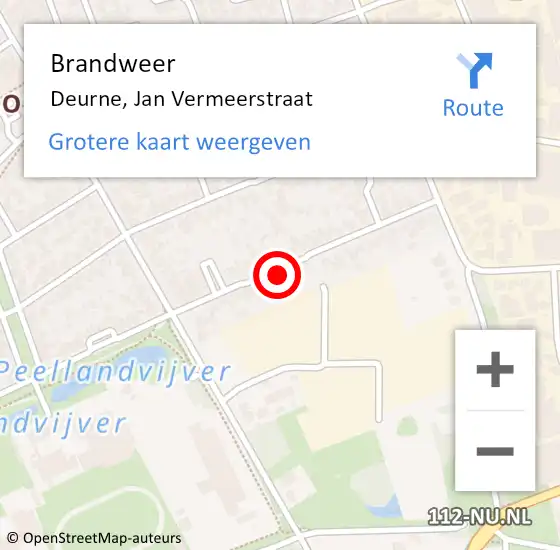 Locatie op kaart van de 112 melding: Brandweer Deurne, Jan Vermeerstraat op 12 december 2023 21:09