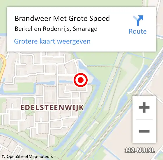 Locatie op kaart van de 112 melding: Brandweer Met Grote Spoed Naar Berkel en Rodenrijs, Smaragd op 12 december 2023 21:18