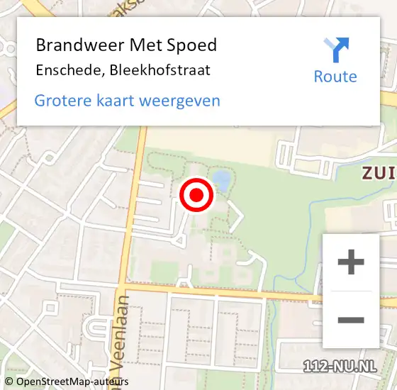 Locatie op kaart van de 112 melding: Brandweer Met Spoed Naar Enschede, Bleekhofstraat op 12 december 2023 21:20