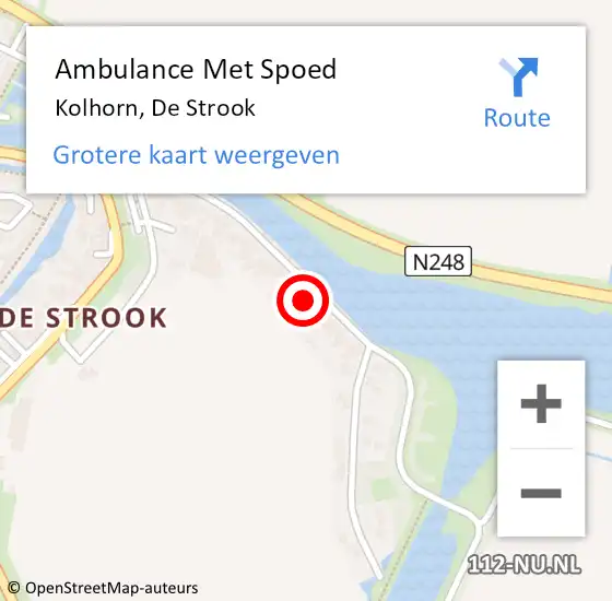 Locatie op kaart van de 112 melding: Ambulance Met Spoed Naar Kolhorn, De Strook op 12 december 2023 21:21