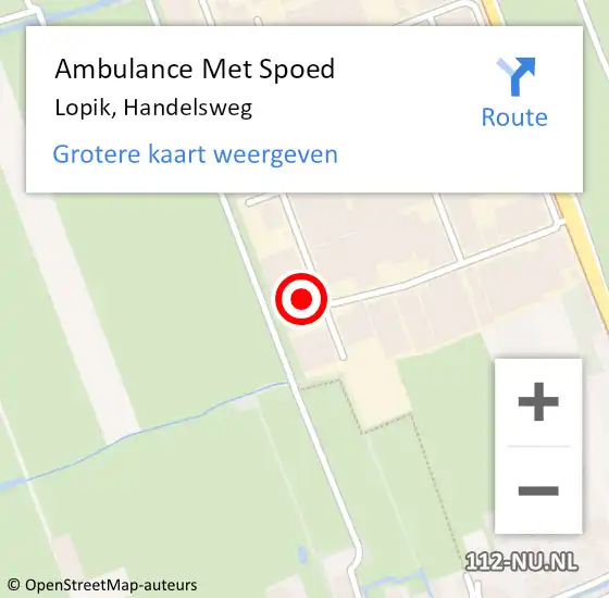 Locatie op kaart van de 112 melding: Ambulance Met Spoed Naar Lopik, Handelsweg op 18 september 2014 11:16