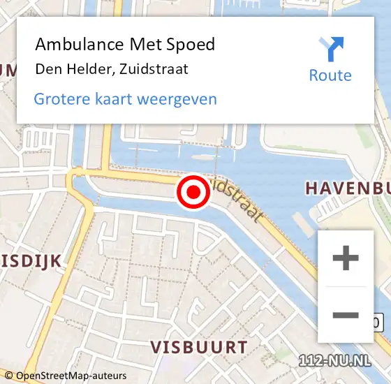 Locatie op kaart van de 112 melding: Ambulance Met Spoed Naar Den Helder, Zuidstraat op 12 december 2023 21:37
