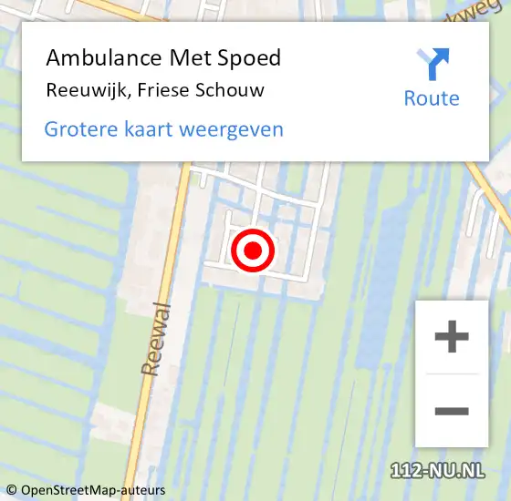 Locatie op kaart van de 112 melding: Ambulance Met Spoed Naar Reeuwijk, Friese Schouw op 12 december 2023 22:00