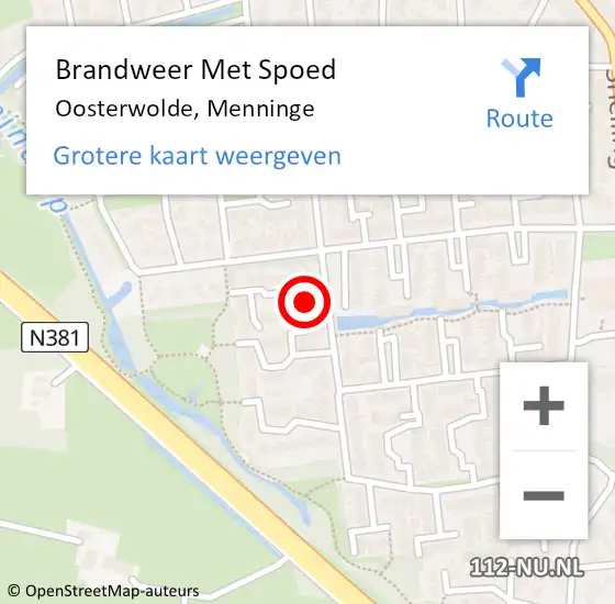Locatie op kaart van de 112 melding: Brandweer Met Spoed Naar Oosterwolde, Menninge op 12 december 2023 23:08