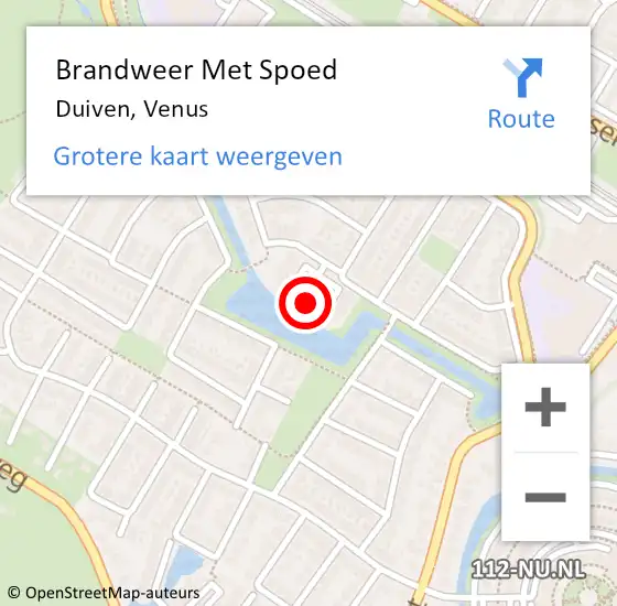 Locatie op kaart van de 112 melding: Brandweer Met Spoed Naar Duiven, Venus op 12 december 2023 23:24