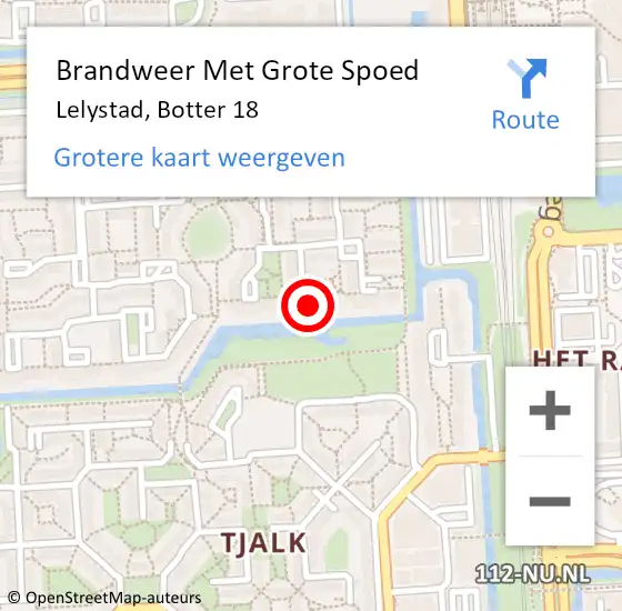 Locatie op kaart van de 112 melding: Brandweer Met Grote Spoed Naar Lelystad, Botter 18 op 12 december 2023 23:50