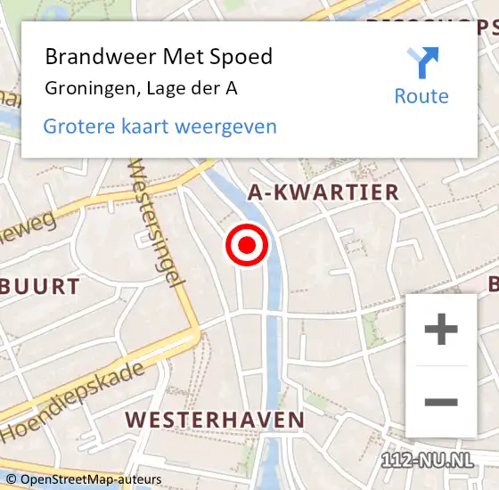 Locatie op kaart van de 112 melding: Brandweer Met Spoed Naar Groningen, Lage der A op 12 december 2023 23:53