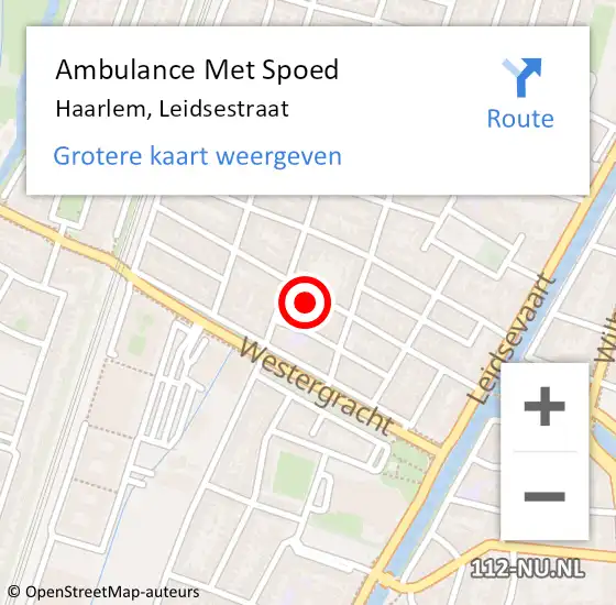 Locatie op kaart van de 112 melding: Ambulance Met Spoed Naar Haarlem, Leidsestraat op 13 december 2023 00:12