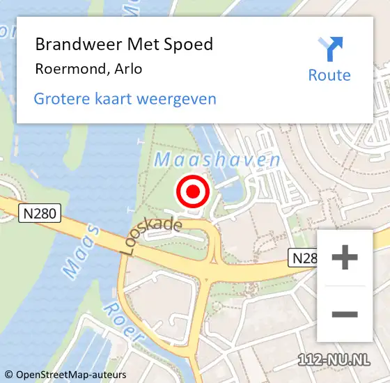 Locatie op kaart van de 112 melding: Brandweer Met Spoed Naar Roermond, Arlo op 13 december 2023 00:20