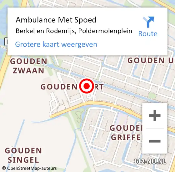 Locatie op kaart van de 112 melding: Ambulance Met Spoed Naar Berkel en Rodenrijs, Poldermolenplein op 13 december 2023 00:35