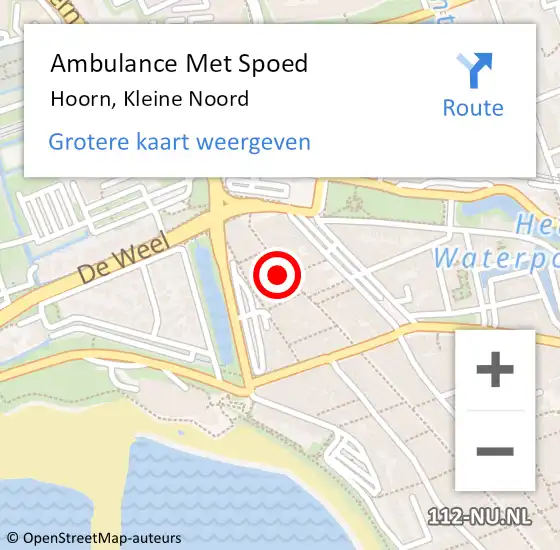 Locatie op kaart van de 112 melding: Ambulance Met Spoed Naar Hoorn, Kleine Noord op 13 december 2023 01:14