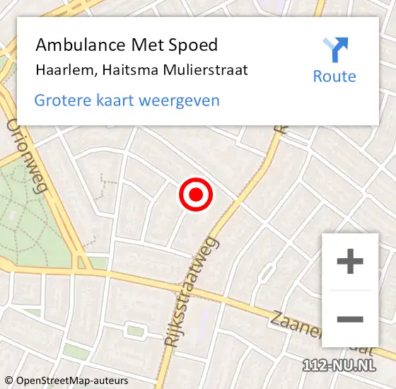 Locatie op kaart van de 112 melding: Ambulance Met Spoed Naar Haarlem, Haitsma Mulierstraat op 13 december 2023 01:58