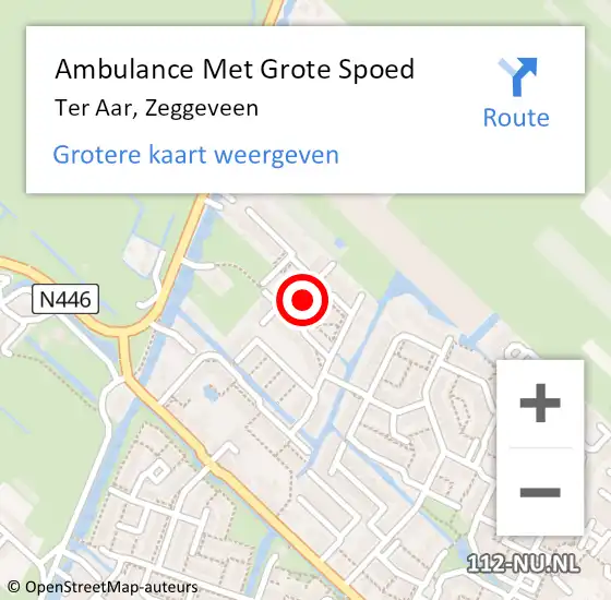 Locatie op kaart van de 112 melding: Ambulance Met Grote Spoed Naar Ter Aar, Zeggeveen op 13 december 2023 01:59