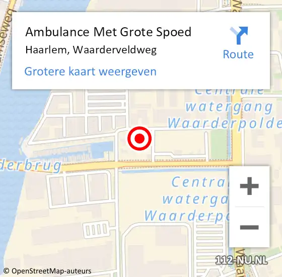 Locatie op kaart van de 112 melding: Ambulance Met Grote Spoed Naar Haarlem, Waarderveldweg op 13 december 2023 01:59