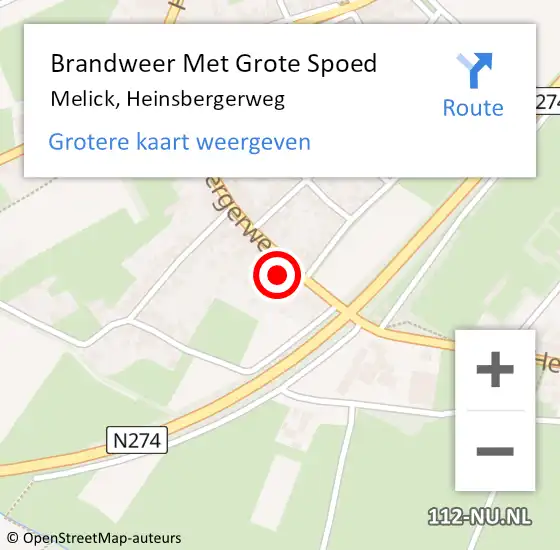 Locatie op kaart van de 112 melding: Brandweer Met Grote Spoed Naar Melick, Heinsbergerweg op 13 december 2023 02:17
