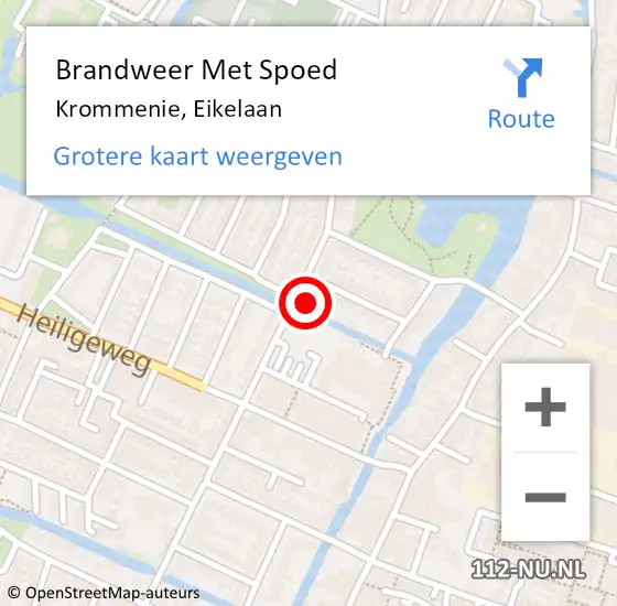 Locatie op kaart van de 112 melding: Brandweer Met Spoed Naar Krommenie, Eikelaan op 13 december 2023 03:19