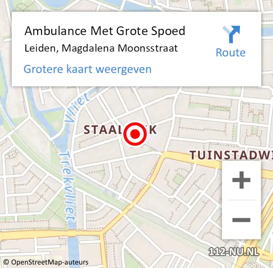 Locatie op kaart van de 112 melding: Ambulance Met Grote Spoed Naar Leiden, Magdalena Moonsstraat op 13 december 2023 03:23