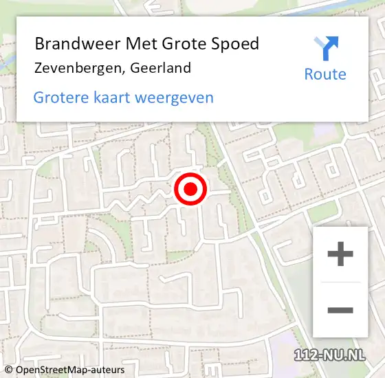 Locatie op kaart van de 112 melding: Brandweer Met Grote Spoed Naar Zevenbergen, Geerland op 13 december 2023 05:38