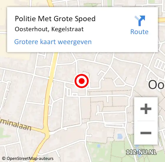 Locatie op kaart van de 112 melding: Politie Met Grote Spoed Naar Oosterhout, Kegelstraat op 13 december 2023 05:50