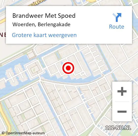 Locatie op kaart van de 112 melding: Brandweer Met Spoed Naar Woerden, Berlengakade op 13 december 2023 05:57