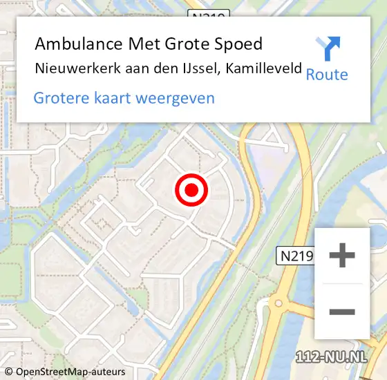 Locatie op kaart van de 112 melding: Ambulance Met Grote Spoed Naar Nieuwerkerk aan den IJssel, Kamilleveld op 13 december 2023 06:10