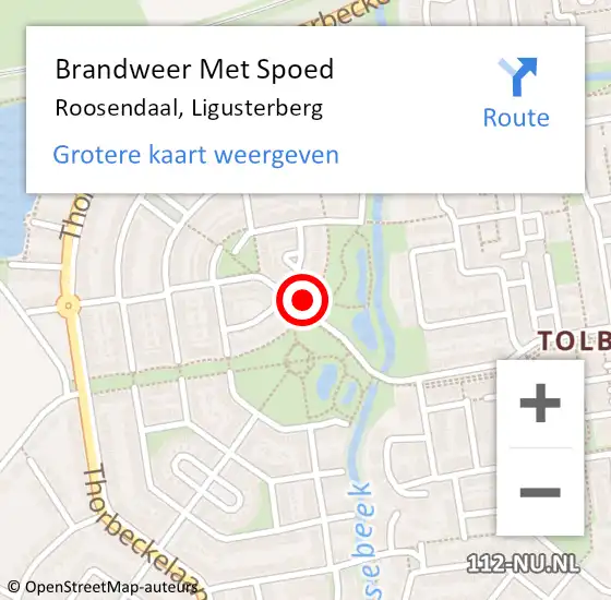 Locatie op kaart van de 112 melding: Brandweer Met Spoed Naar Roosendaal, Ligusterberg op 13 december 2023 06:12