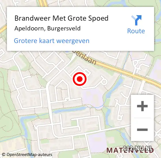 Locatie op kaart van de 112 melding: Brandweer Met Grote Spoed Naar Apeldoorn, Burgersveld op 13 december 2023 06:32