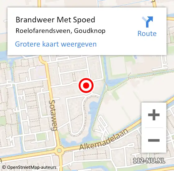 Locatie op kaart van de 112 melding: Brandweer Met Spoed Naar Roelofarendsveen, Goudknop op 13 december 2023 07:24