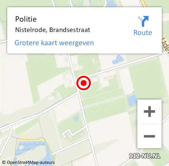 Locatie op kaart van de 112 melding: Politie Nistelrode, Brandsestraat op 13 december 2023 07:28