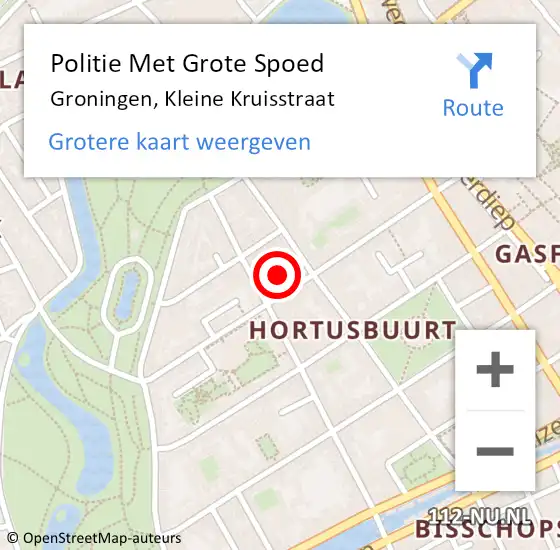 Locatie op kaart van de 112 melding: Politie Met Grote Spoed Naar Groningen, Kleine Kruisstraat op 13 december 2023 07:34