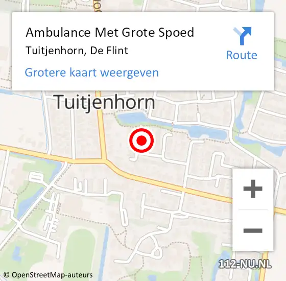 Locatie op kaart van de 112 melding: Ambulance Met Grote Spoed Naar Tuitjenhorn, De Flint op 13 december 2023 08:11