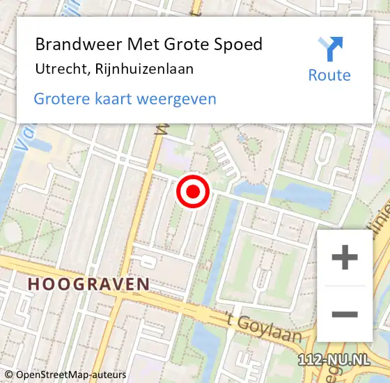 Locatie op kaart van de 112 melding: Brandweer Met Grote Spoed Naar Utrecht, Rijnhuizenlaan op 13 december 2023 08:19