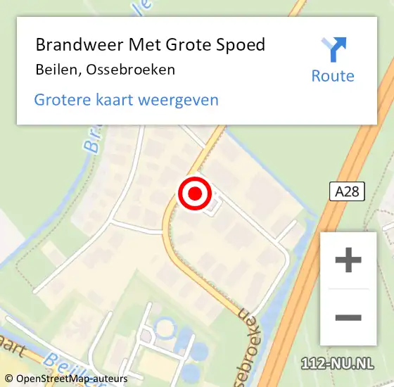 Locatie op kaart van de 112 melding: Brandweer Met Grote Spoed Naar Beilen, Ossebroeken op 13 december 2023 08:22