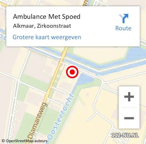 Locatie op kaart van de 112 melding: Ambulance Met Spoed Naar Alkmaar, Zirkoonstraat op 13 december 2023 08:40