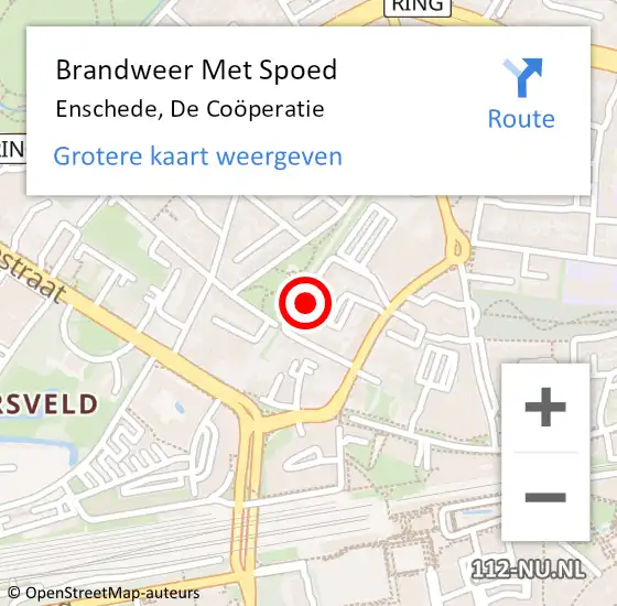 Locatie op kaart van de 112 melding: Brandweer Met Spoed Naar Enschede, De Coöperatie op 13 december 2023 09:02