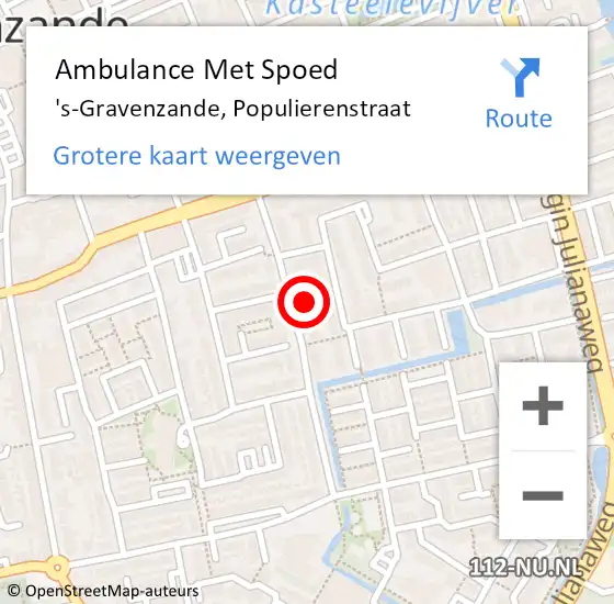 Locatie op kaart van de 112 melding: Ambulance Met Spoed Naar 's-Gravenzande, Populierenstraat op 13 december 2023 09:12