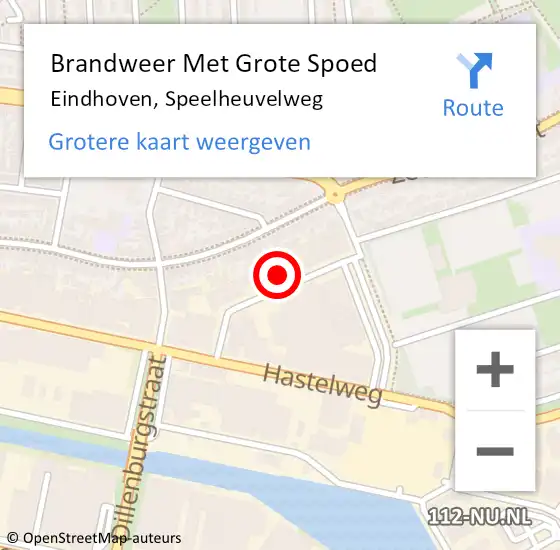 Locatie op kaart van de 112 melding: Brandweer Met Grote Spoed Naar Eindhoven, Speelheuvelweg op 13 december 2023 09:15